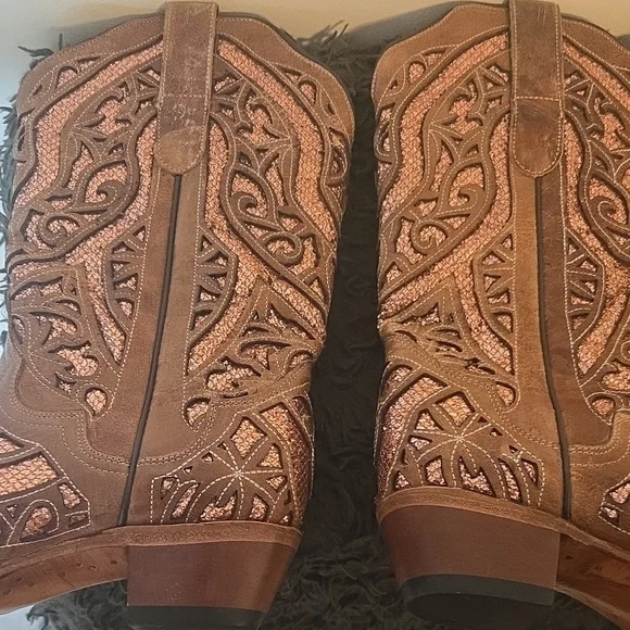 Brown Embroidered Women's Boots - Picture 6 of 7